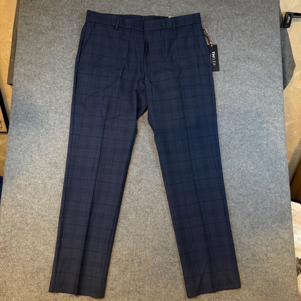 Tommy Hilfiger THFlex Tate-TH Blue Plaid Dress Pants Mens 34W x 30L TTEAPH6A0382 - Picture 4 of 9